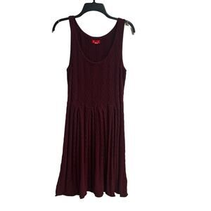 ELLE Womens Maroon Sleeveless Fit and Flare Dress